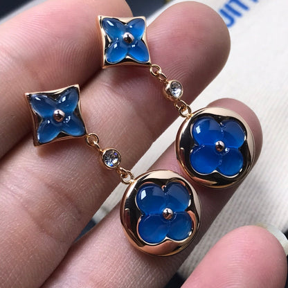 [Solara Jewelry]STAR AND SUN AGATE DIAMOND EARRINGS