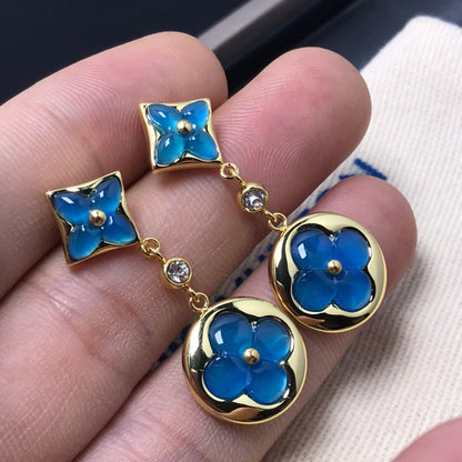[Solara Jewelry]STAR AND SUN AGATE DIAMOND EARRINGS