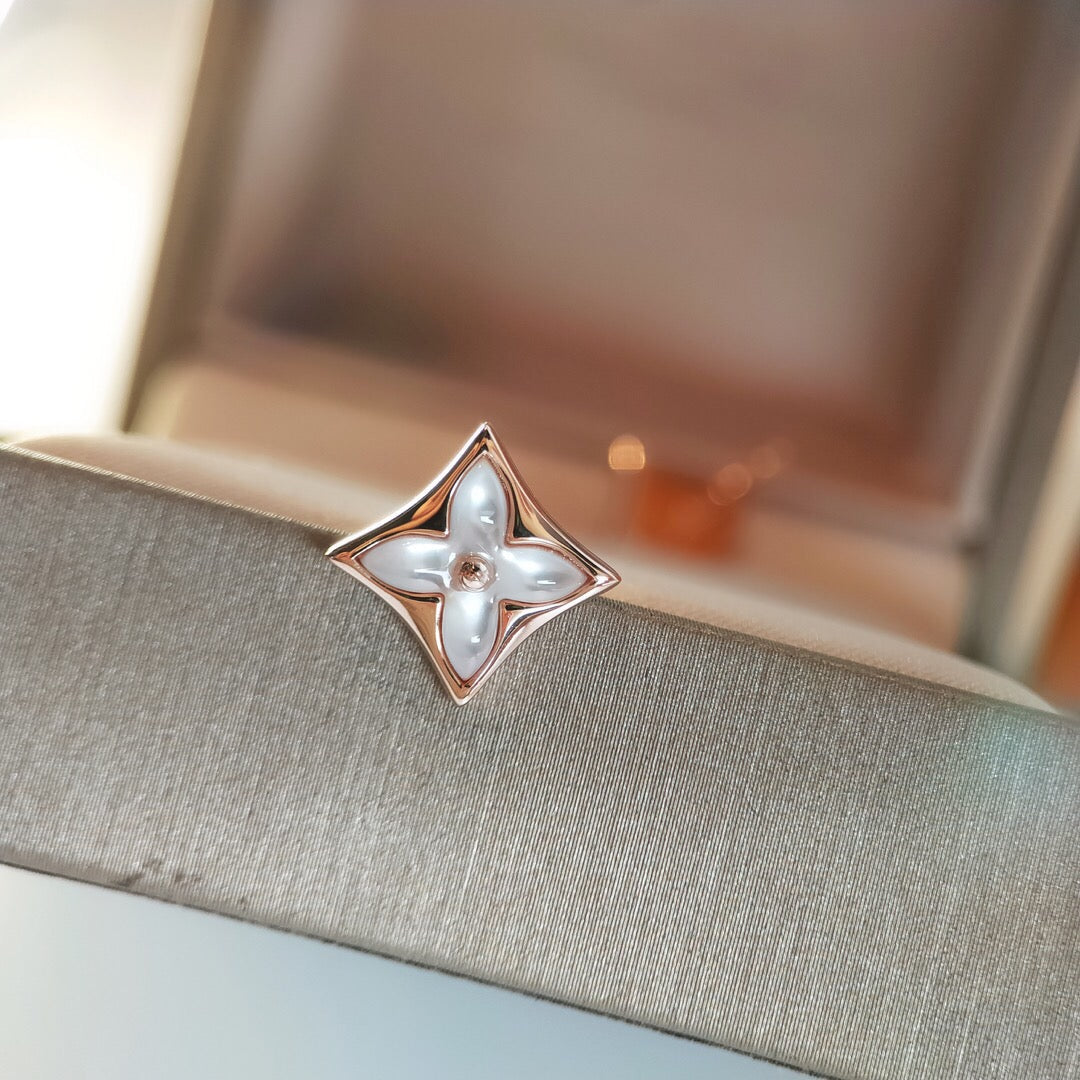 [Solara Jewelry]STAR MOP PINK GOLD EARRINGS