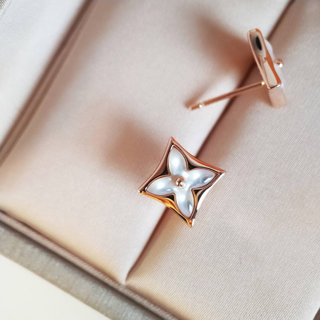 [Solara Jewelry]STAR MOP PINK GOLD EARRINGS