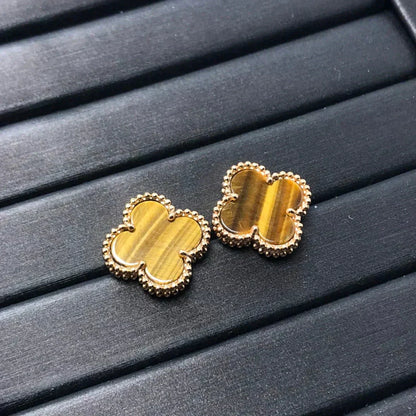 [Solara Jewelry]CLOVER MEDIUM 1 MOTIFS TIGER EYE EARRINGS