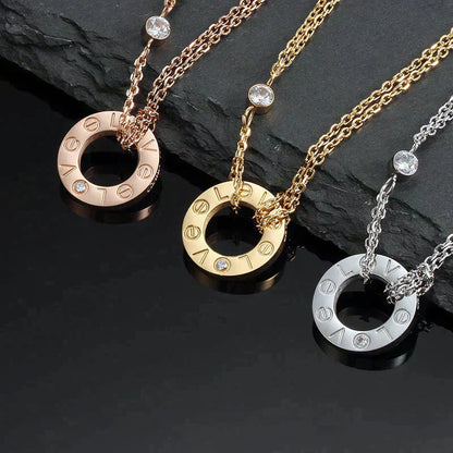 [Solara Jewelry]LOVE NECKLACE 16MM 2 DIAMONDS