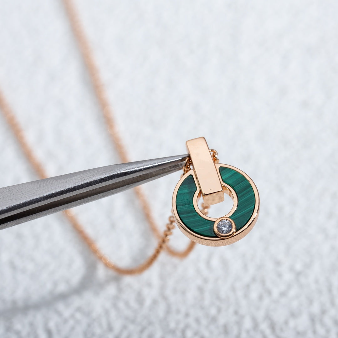 [Solara Jewelry]GARI NECKLACE PINK GOLD MALACHITE