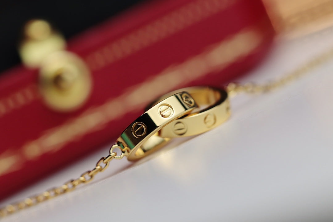 [Solara Jewelry]LOVE NECKLACE DOUBLE RING GOLD