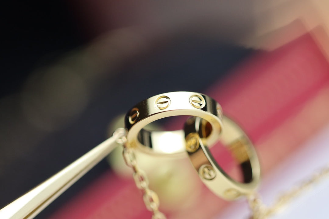 [Solara Jewelry]LOVE NECKLACE DOUBLE RING GOLD