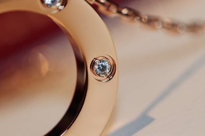 [Solara Jewelry]LOVE NECKLACE 16MM 6 DIAMONDS PINK GOLD