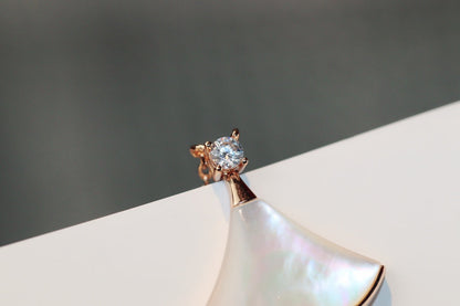 [Solara Jewelry]DREAM NECKLACE WHITE MOP PINK GOLD 1 DIAMOND
