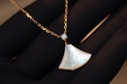 [Solara Jewelry]DREAM NECKLACE WHITE MOP PINK GOLD 1 DIAMOND