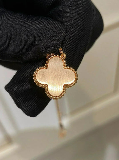 [Solara Jewelry]CLOVER 15MM DIAMOND RHODONITE NECKLACE