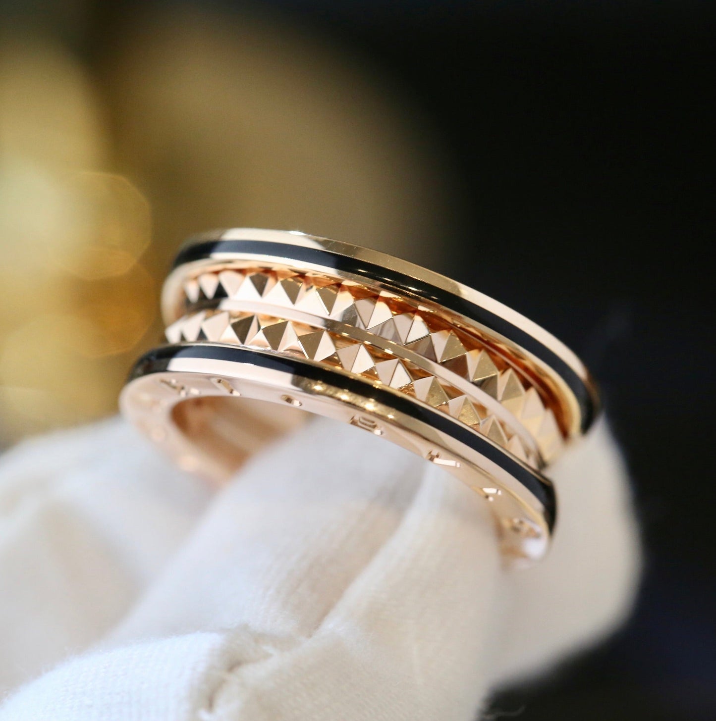 [Solara Jewelry]ZERO 1 PINK GOLD BLACK CERAMIC RING