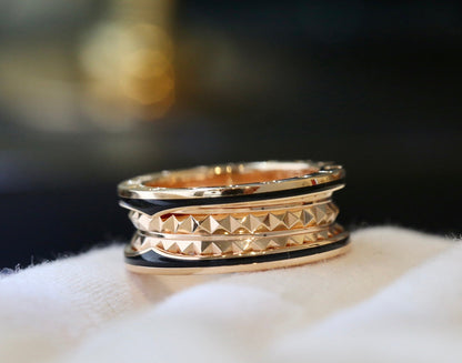 [Solara Jewelry]ZERO 1 PINK GOLD BLACK CERAMIC RING