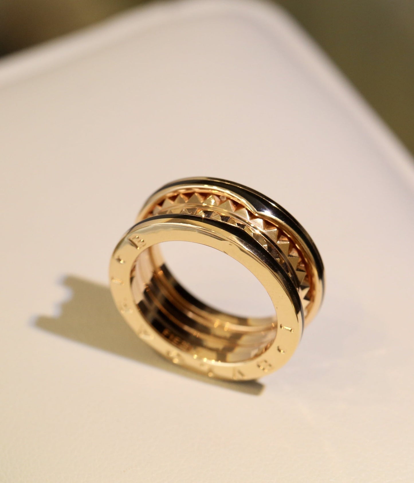 [Solara Jewelry]ZERO 1 PINK GOLD BLACK CERAMIC RING
