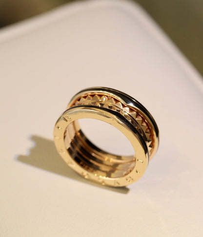 [Solara Jewelry]ZERO 1 PINK GOLD BLACK CERAMIC RING