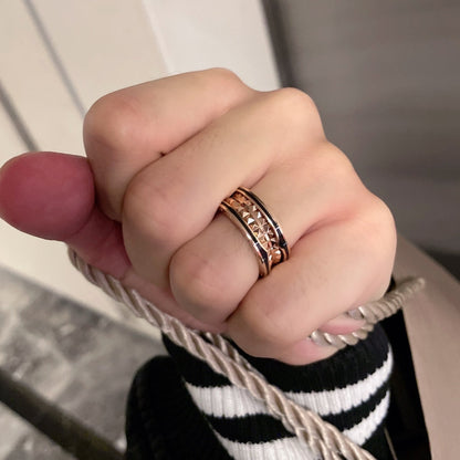 [Solara Jewelry]ZERO 1 PINK GOLD BLACK CERAMIC RING