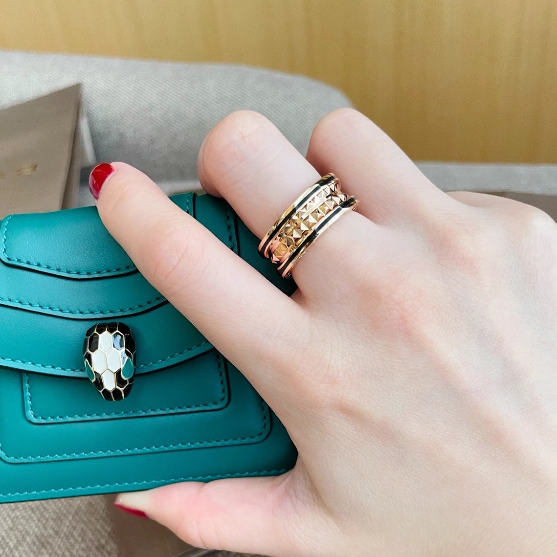 [Solara Jewelry]ZERO 1 PINK GOLD BLACK CERAMIC RING