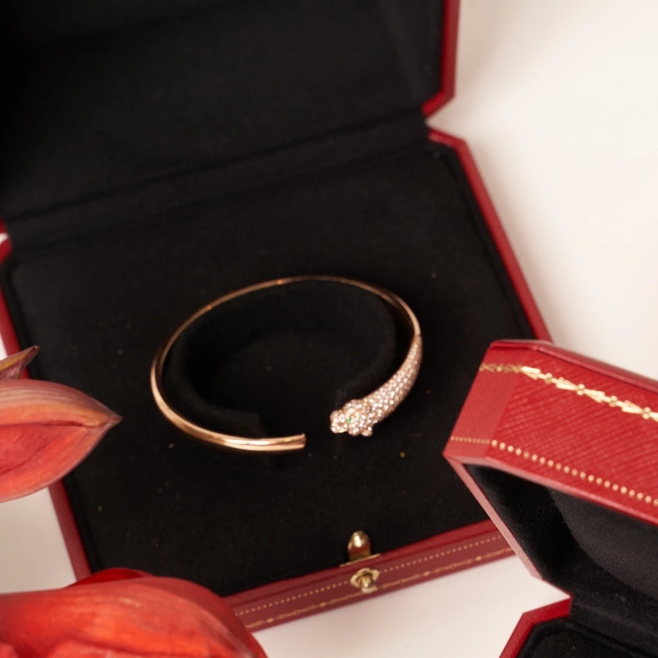 [Solara Jewelry]PANTHERE ROSE GOLD DIAMOND OPEN BRACELET