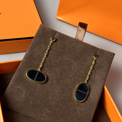 [Solara Jewelry]CHAINE VERSO BLACK CERAMIC EARRINGS