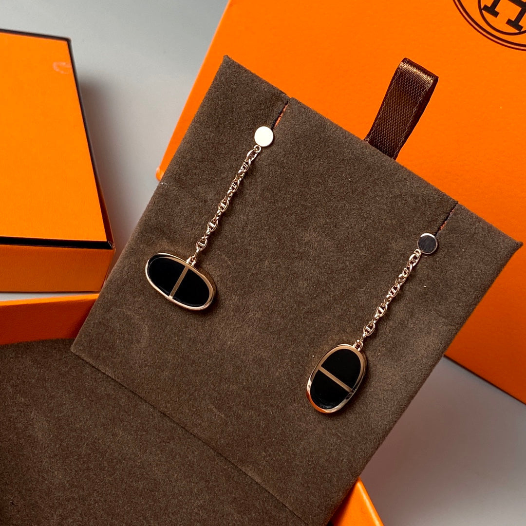 [Solara Jewelry]CHAINE VERSO BLACK CERAMIC EARRINGS