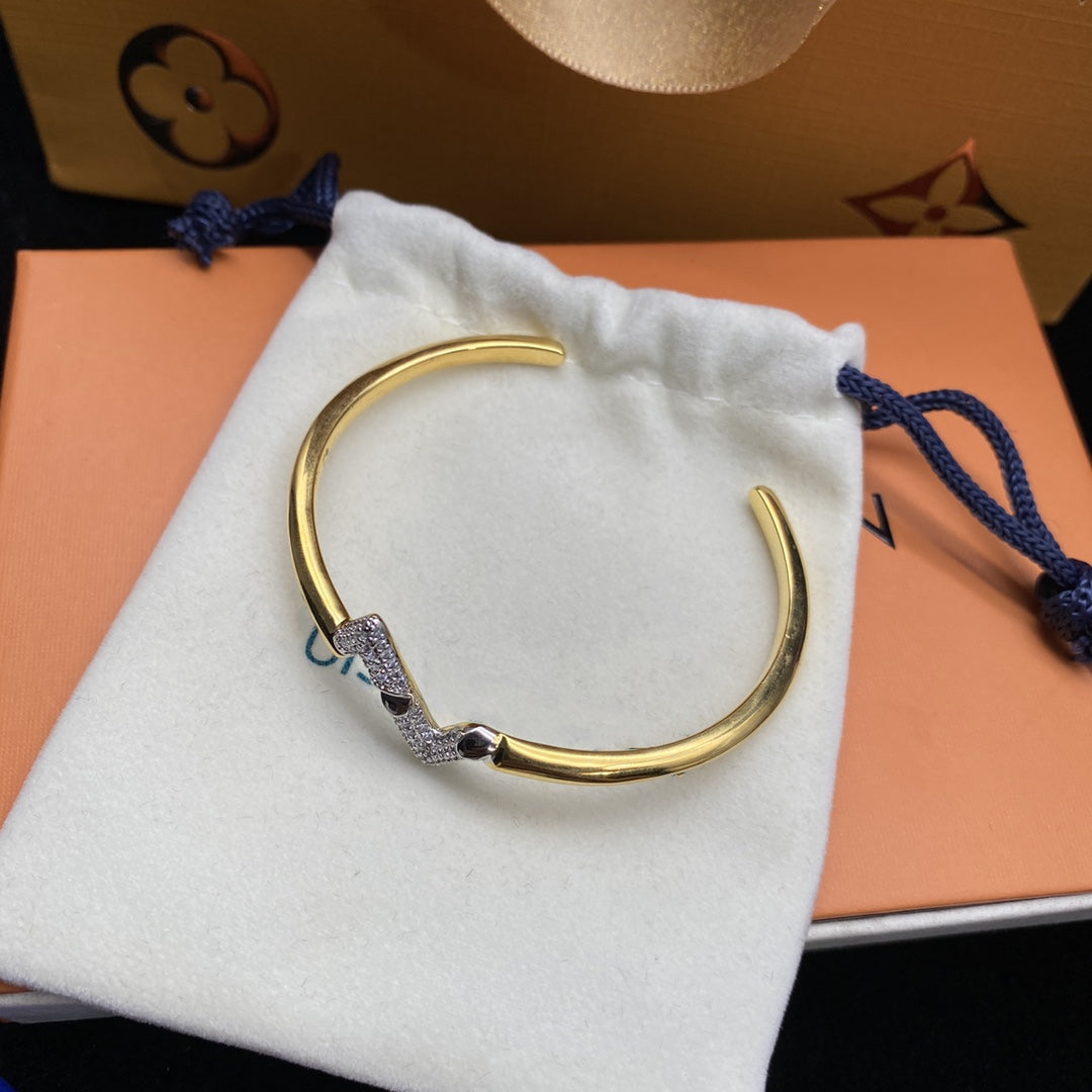 [Solara Jewelry]VOLTE UPSITE DOWN DIAMOND GOLD OPEN BRACELET