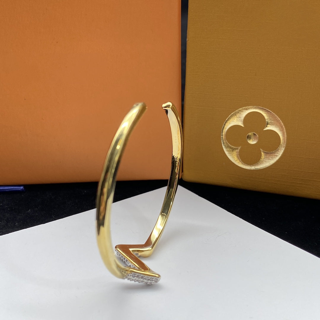 [Solara Jewelry]VOLTE UPSITE DOWN DIAMOND GOLD OPEN BRACELET