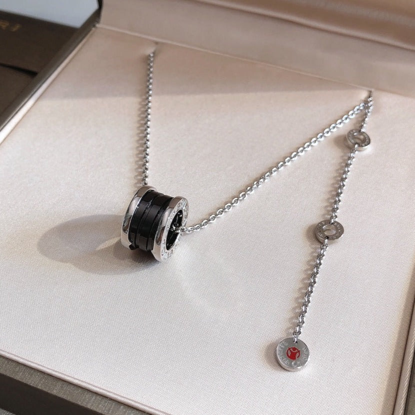 [Solara Jewelry]ZERO 1 BLACK CERAMIC SILVER NECKLACE