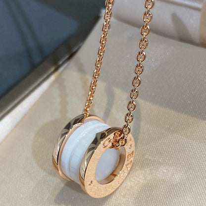 [Solara Jewelry]ZERO 1 WHITE CERAMIC PINK GOLD NECKLACE