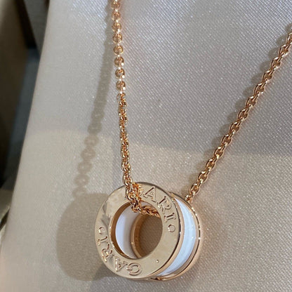 [Solara Jewelry]ZERO 1 WHITE CERAMIC PINK GOLD NECKLACE