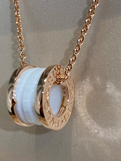 [Solara Jewelry]ZERO 1 WHITE CERAMIC PINK GOLD NECKLACE