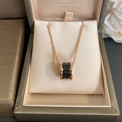 [Solara Jewelry]ZERO 1 BLACK CERAMIC PINK GOLD NECKLACE