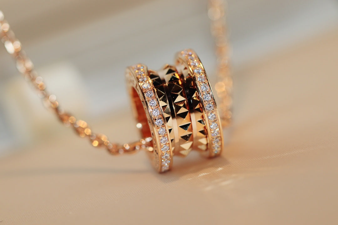 [Solara Jewelry]ZERO 1 ROCK PEDANT PINK GOLD NECKLACE
