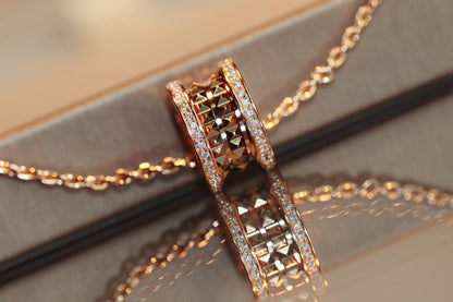 [Solara Jewelry]ZERO 1 ROCK PEDANT PINK GOLD NECKLACE