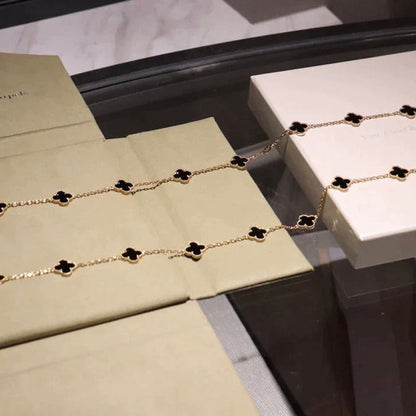 [Solara Jewelry]CLOVER 20 MOTIFS ONYX NECKLACE
