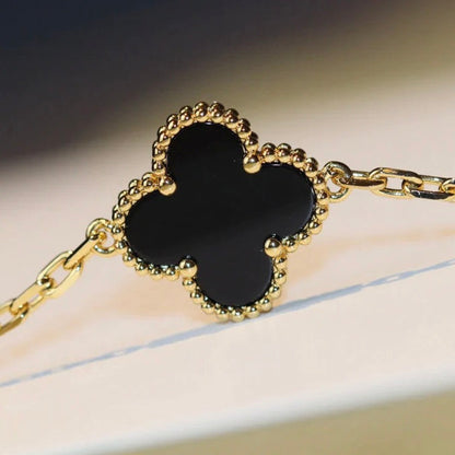 [Solara Jewelry]CLOVER 20 MOTIFS ONYX NECKLACE