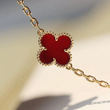 [Solara Jewelry]CLOVER 20 MOTIFS CARNELIAN NECKLACE