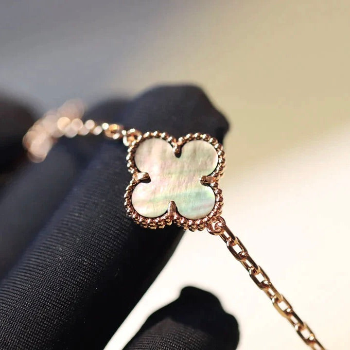 [Solara Jewelry]CLOVER 20 MOTIFS DARK MOP DIAMOND  NECKLACE