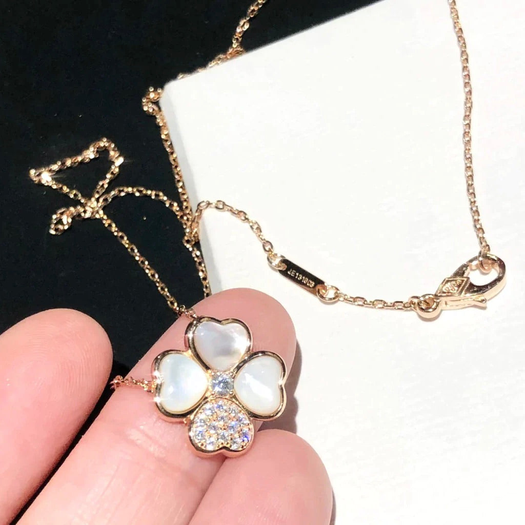 [Solara Jewelry]CLOVER MOP DIAMOND ROSE GOLD NECKLACE