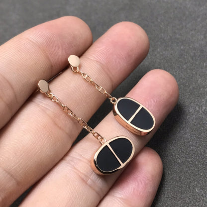 [Solara Jewelry]CHAINE VERSO BLACK CERAMIC SILVER EARRINGS