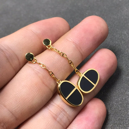 [Solara Jewelry]CHAINE VERSO BLACK CERAMIC SILVER EARRINGS