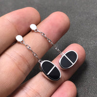 [Solara Jewelry]CHAINE VERSO BLACK CERAMIC SILVER EARRINGS