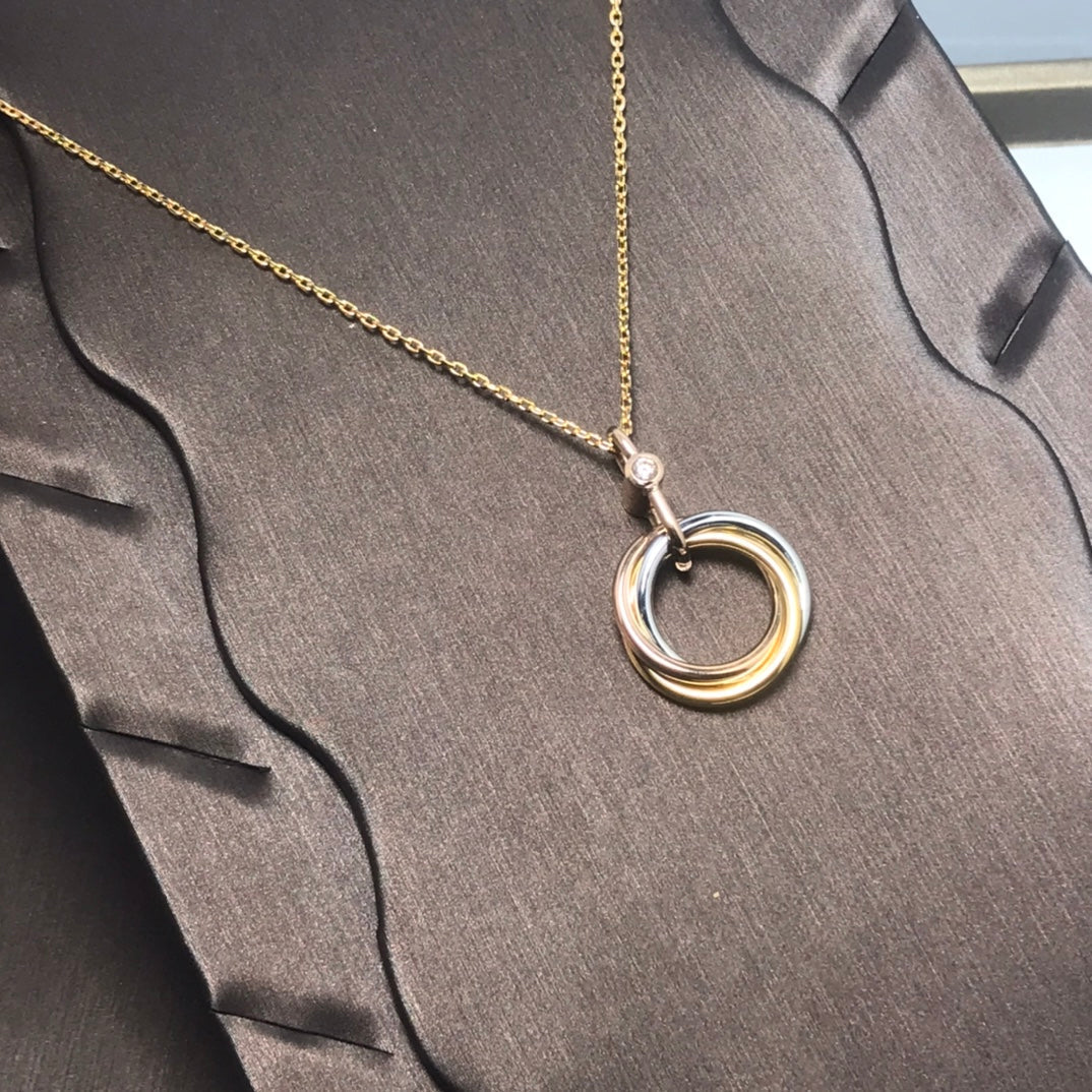 [Solara Jewelry]TRINITY SILVER GOLD PINK GOLD NECKLACE