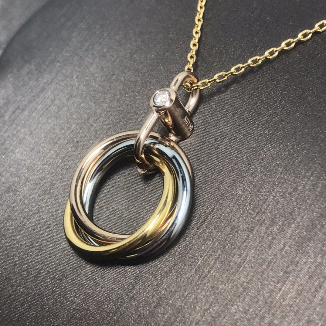 [Solara Jewelry]TRINITY SILVER GOLD PINK GOLD NECKLACE
