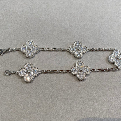 [Solara Jewelry]CLOVER 5 MOTIFS  DIAMOND BRACELET SILVER