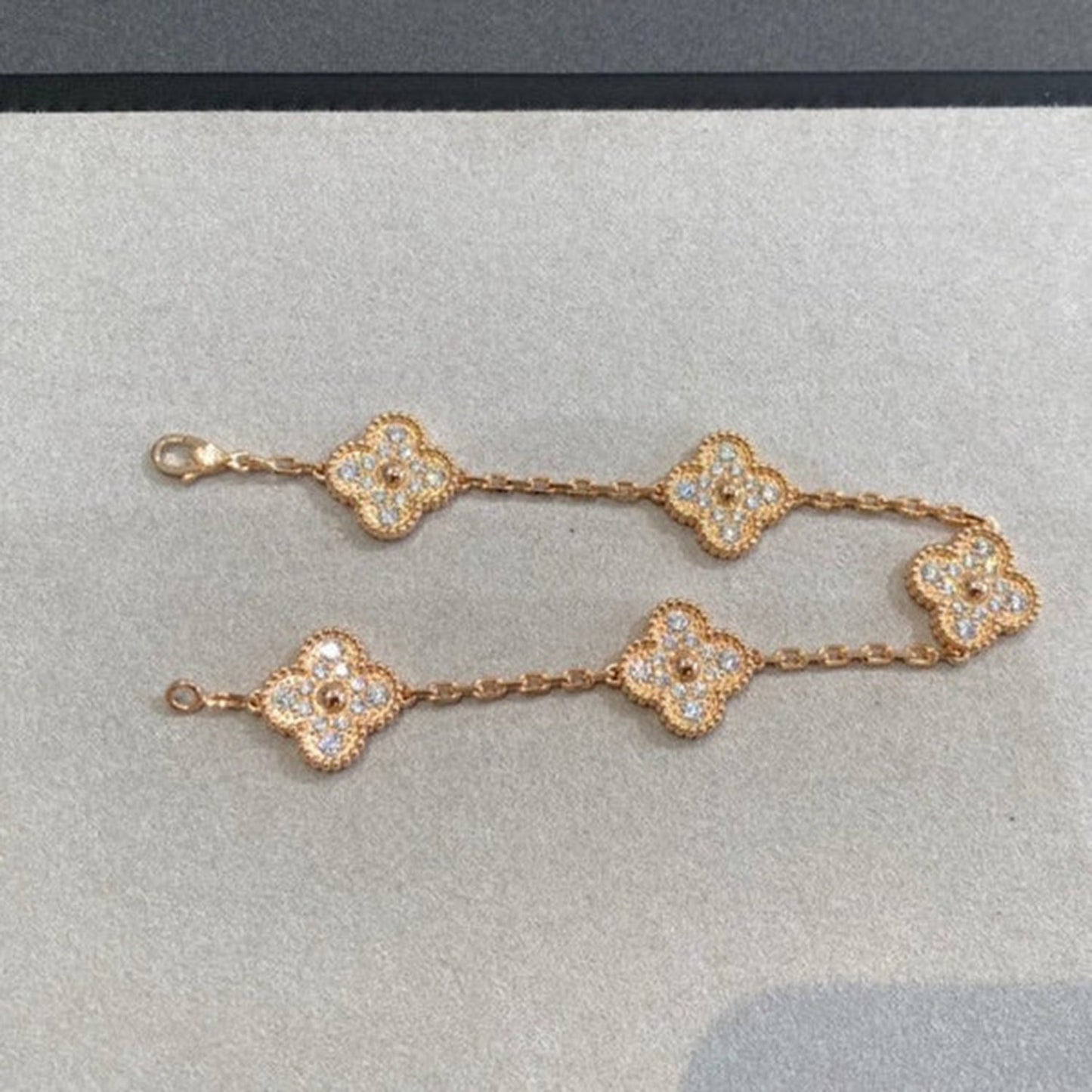 [Solara Jewelry]CLOVER 5 MOTIFS  FULL DIAMOND BRACELET