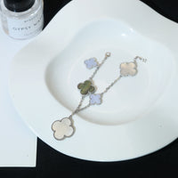 [Solara Jewelry]CLOVER BRACELET 5 MOTIFS MOP CHALCEDONY SILVER