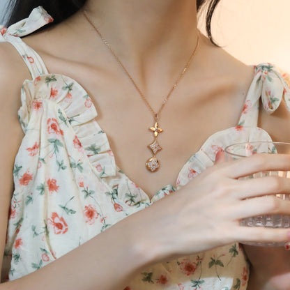 [Solara Jewelry]STAR AND SUN DIAMOND PINK GOLD NECKLACE