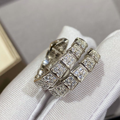 [Solara Jewelry]SERPENTI DOUBLE RING SILVER DIAMOND PAVED