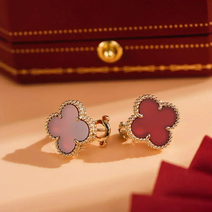 [Solara Jewelry]CLOVER MEDIUM 1 MOTIFS CARNELIAN  EARRINGS