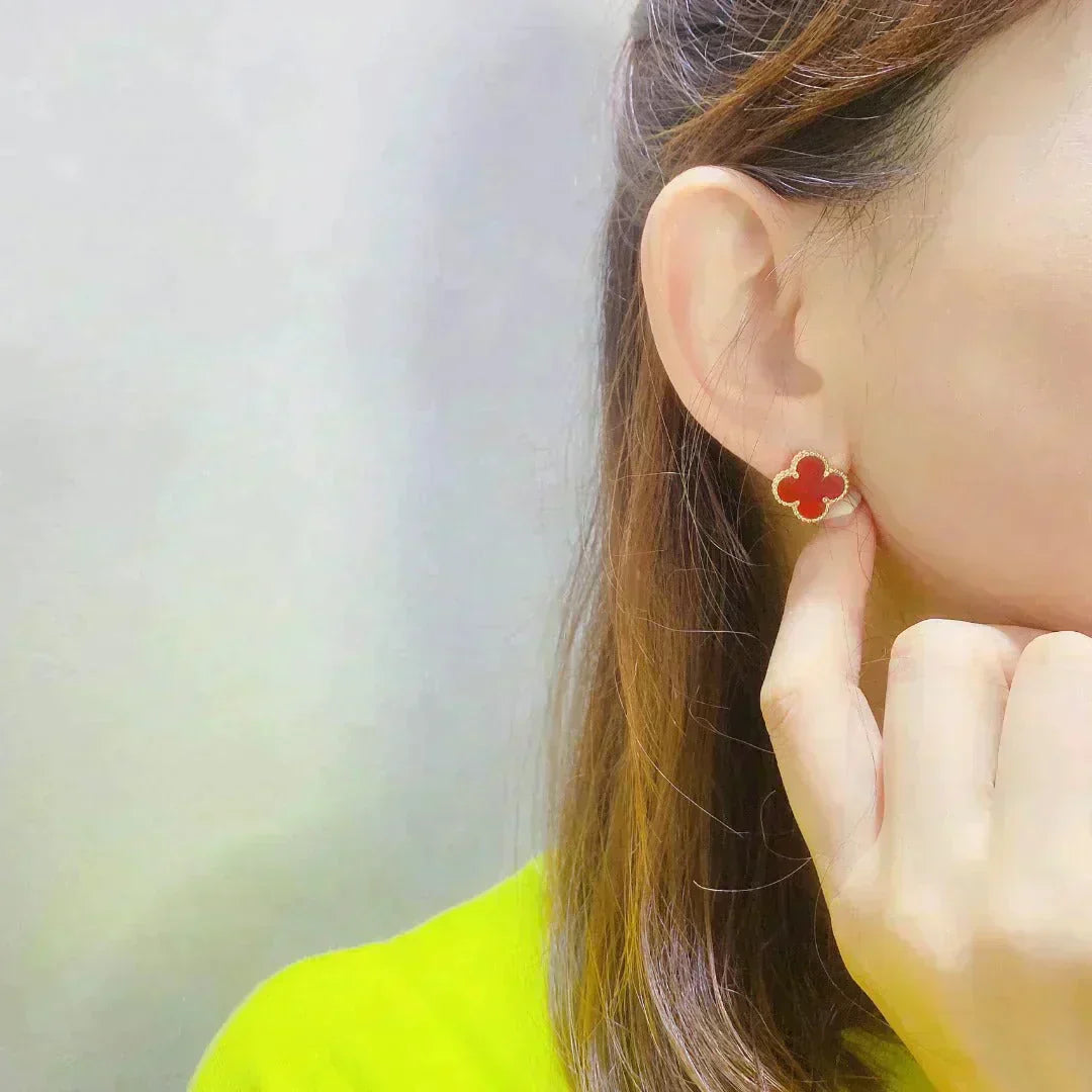 [Solara Jewelry]CLOVER MEDIUM 1 MOTIFS CARNELIAN  EARRINGS
