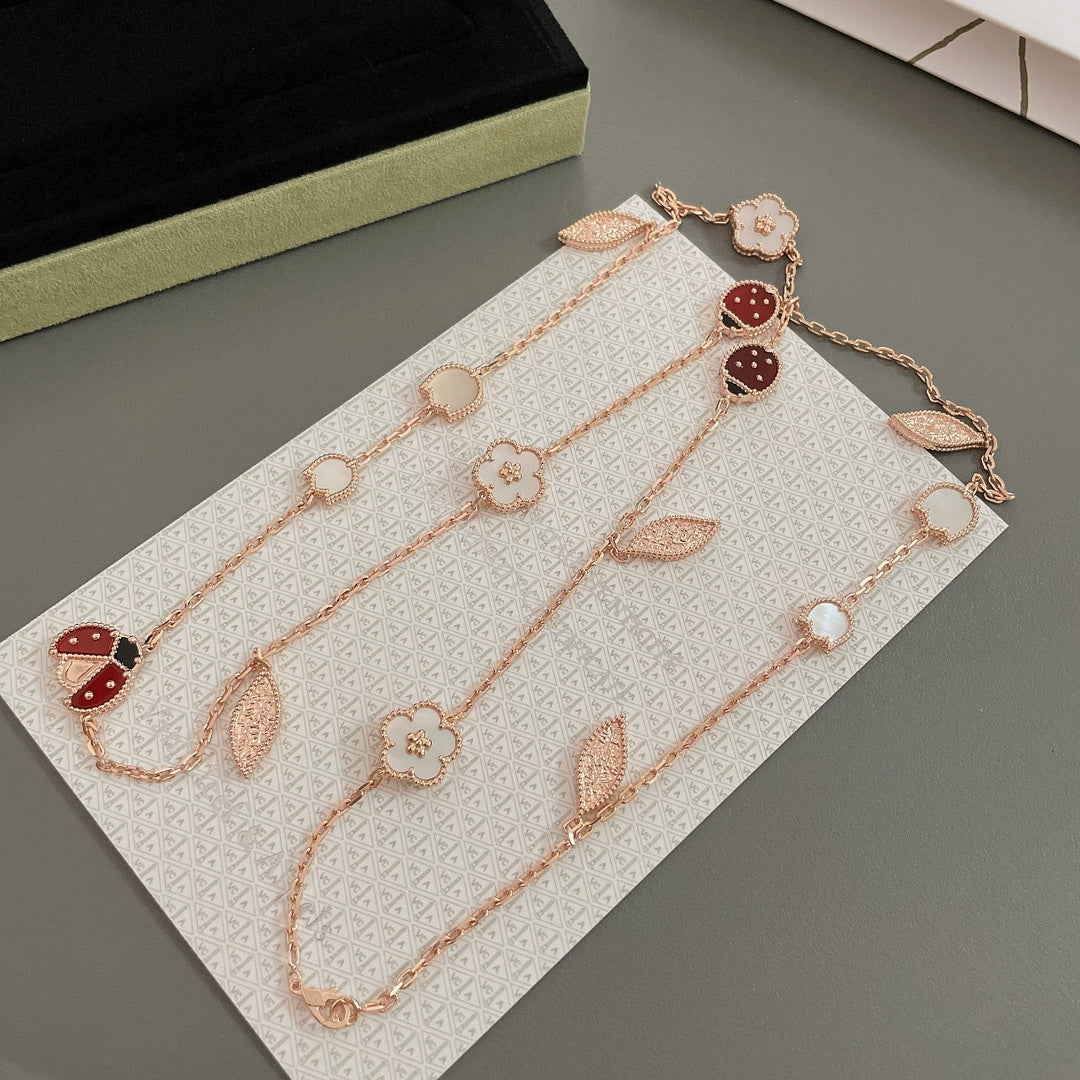 [Solara Jewelry]LUCKY SPRING 15 MOTIFS ROSE GOLD NECKLACE