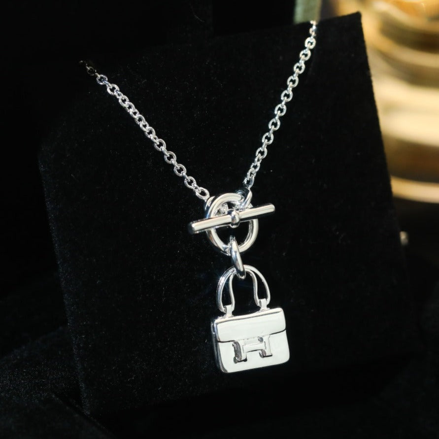 [Solara Jewelry]POP H PEDANT SILVER NECKLACE